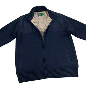 Orvis Foul Weather Zip Cardigan Mens Size L Windproof Heavy Wool Sweater Navy